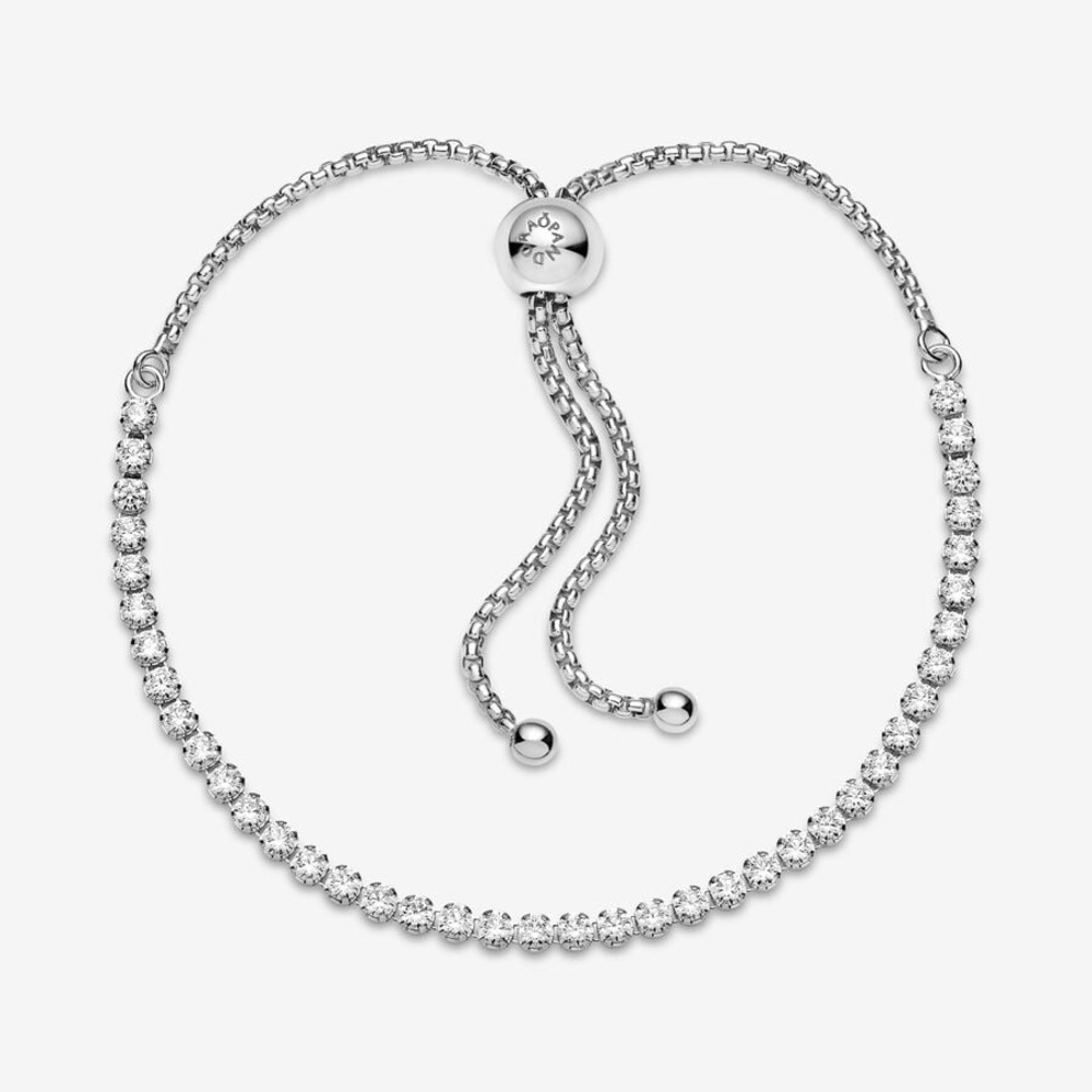 Pandora sterling silver tennis slider bracelet.